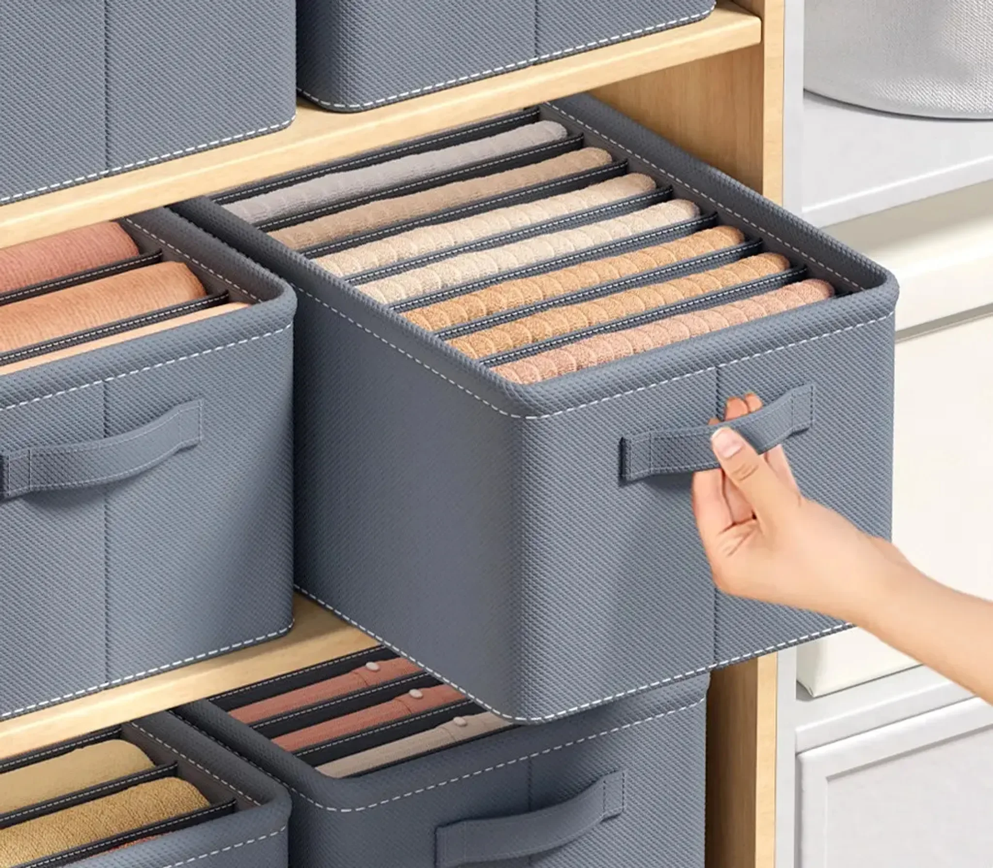 Organizerbox für Kleidung – starr, grau, für Schrank